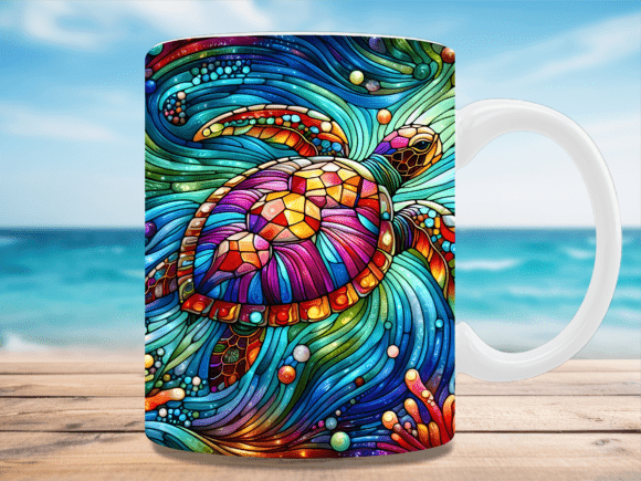 Download Colorful Stained Glass Sea Turtle Mug - Turtle Collection
