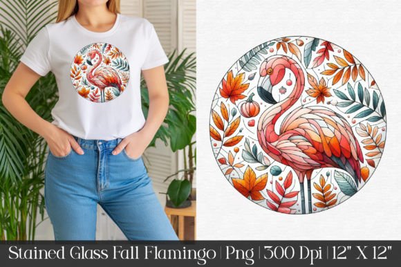 Download Stained Glass Fall Flamingo Sublimation - Flamingo sublimation Collection