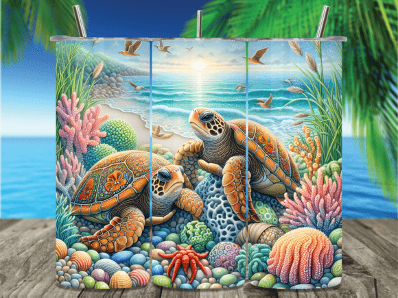 Download Two Sea Turtles Pebble Beach Tumbler PNG - Turtle Collection
