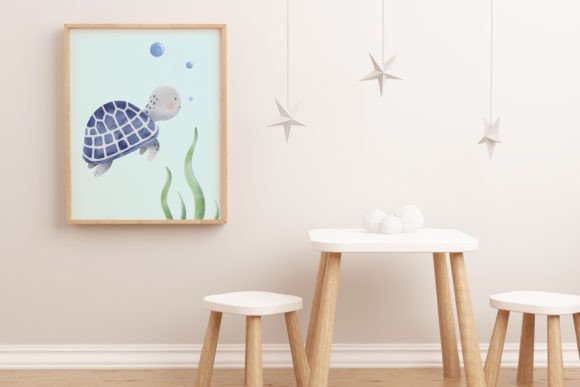 Download Blue Sea Turtle Nursery Wall Art - Turtle Collection