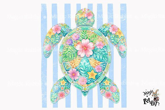 Download Floral Sea Turtle Tropical Art PNG - Turtle Collection