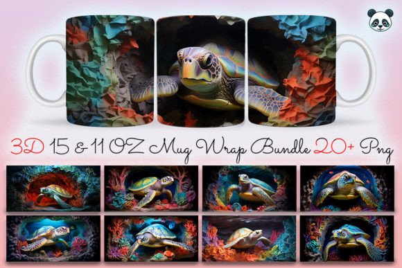 Download 3D Sea Turtle Mug Wrap Bundle - Turtle Collection