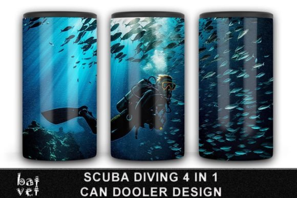 Download Scuba Diving Can Cooler Wrap PNG Design - Premium Resources
