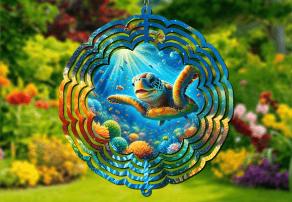 Download Colorful Underwater Turtle Wind Spinner - Turtle Collection
