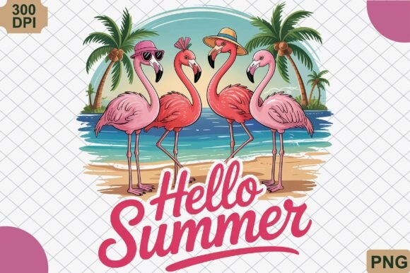 Download Hello Summer Flamingo Beach Summer PNG - Summer png Collection