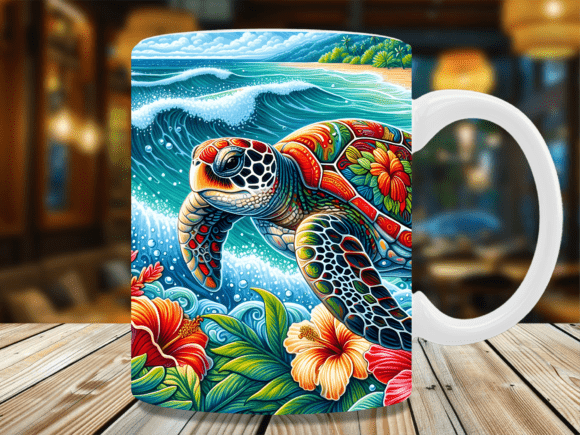 Download Tropical Hibiscus Beach Sea Turtle Mug - Turtle Collection