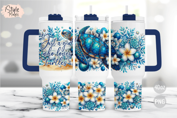 Download Sea Turtle Plumeria 40oz Tumbler Wrap - Turtle Collection