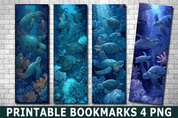 Download Artistic Blue Sea Turtle Bookmark PNG - Turtle Collection