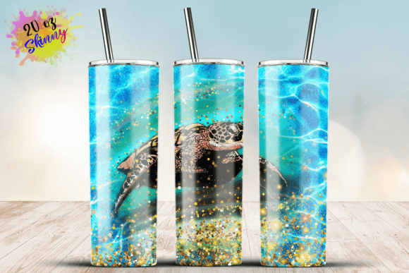 Download Blue Sea Turtle Wrap 20Oz Skinny Tumbler - Turtle Collection
