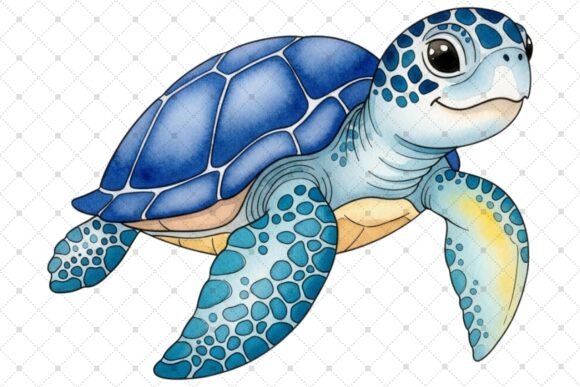 Download Swimming Blue Sea Turtle Illustration - Turtle Collection