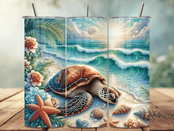 Download Ocean Beach Turtle Tumbler Wrap PNG - Turtle Collection