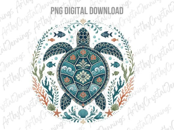 Download Ornate Boho Ocean Turtle Animal PNG - Turtle Collection