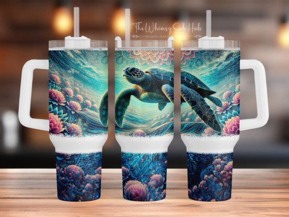 Download Sea Turtle 40 Oz Quencher Tumbler Wrap - Turtle Collection