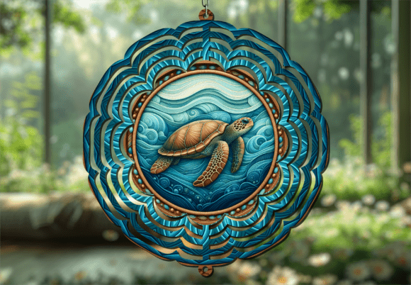 Download Teal Sea Turtle Deep Water Wind Spinner - Turtle Collection
