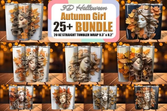 Download Autumn Girl Tumbler Wrap PNG Bundle - Premium Resources