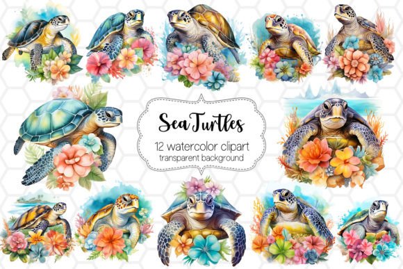 Download Watercolor Sea Turtle Clipart PNG Bundle - Turtle Collection