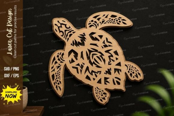Download Sea Turtle Mandala Laser Cut SVG Design - Turtle Collection