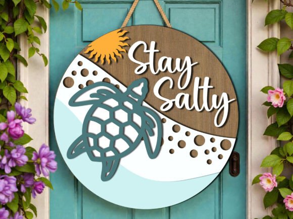 Download Stay Salty Beach Turtle Door Hanger Svg - Turtle Collection