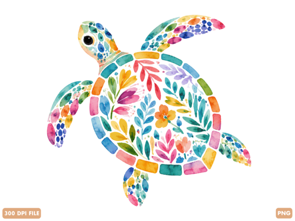 Download Floral Sea Turtle Watercolor PNG - Turtle Collection