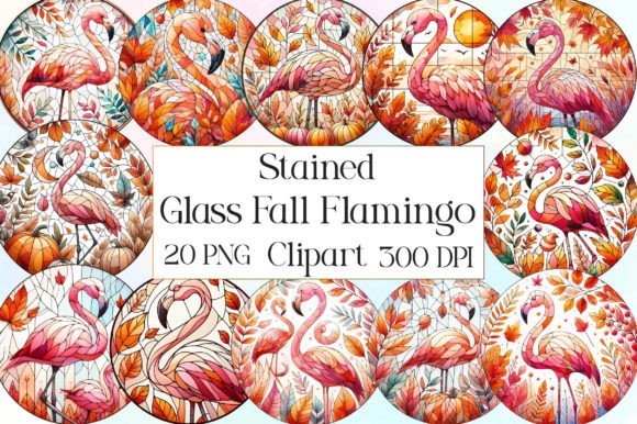 Download Stained Glass Fall Flamingo Sublimation - Flamingo sublimation Collection