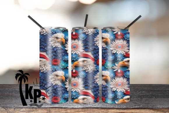 Download Seamless 3D Bald Eagle Patriotic Tumbler - Bald eagle patriotic Collection