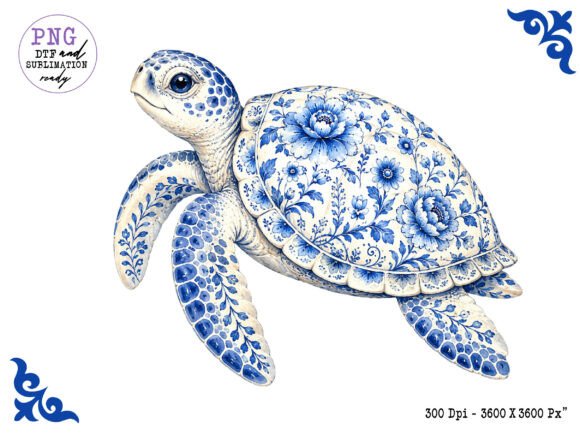 Download Chinoiserie Ocean Turtle Clipart PNG - Turtle Collection