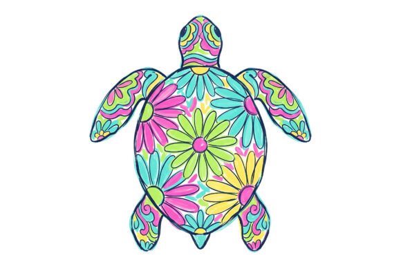 Download Boho Floral Sea Turtle PNG - Turtle Collection