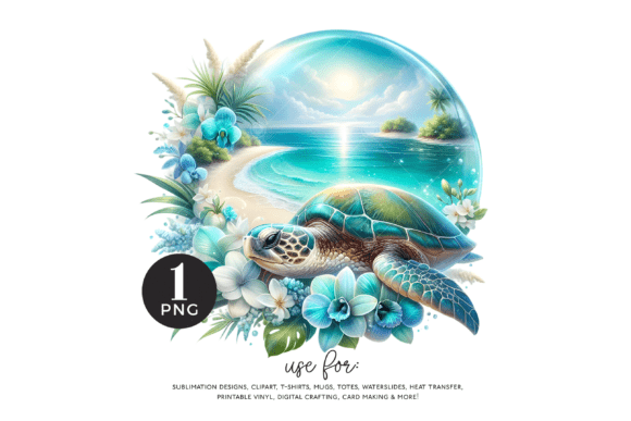 Download Floral Beach Turtle PNG, Sea Turtle - Turtle Collection