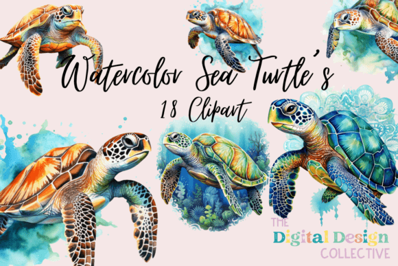 Download Watercolor Sea Turtle Clipart Bundle - Turtle Collection