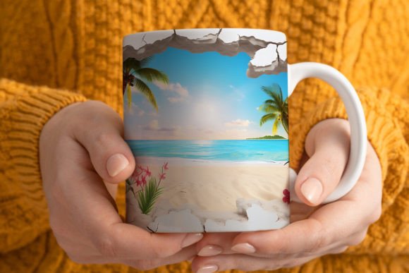 Download 3D Tropical Paradise Beach Mug Wrap - Premium Bundle