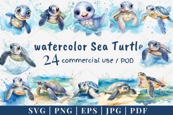 Download 24 Watercolor Sea Turtle Vector, SVG 988 - Turtle Collection