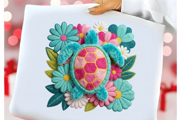 Download 3D Faux Yarn Floral Sea Turtle Png - Turtle Collection