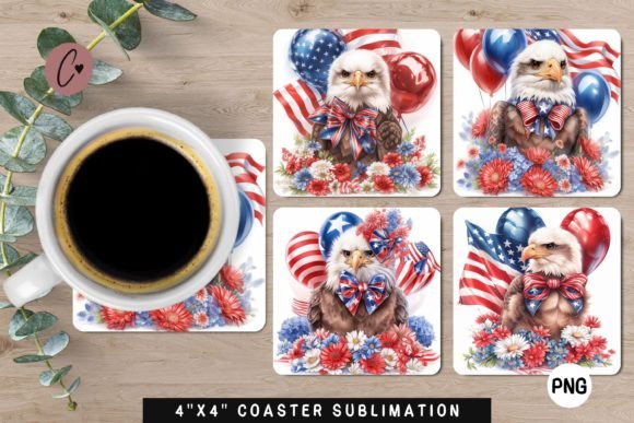 Download Cute Bald Eagle Patriotic Coaster - Bald eagle patriotic Collection