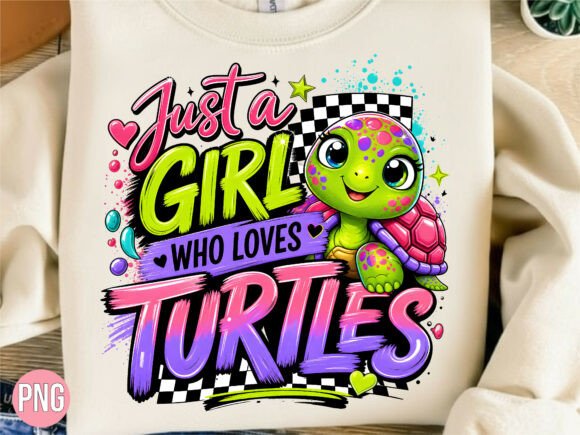 Download Cute Girl Loves Turtles PNG Tshirt - Turtle Collection