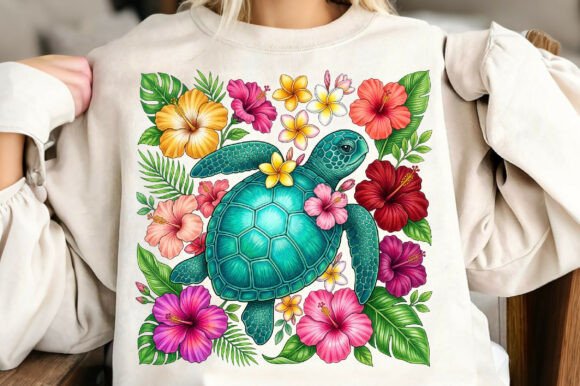 Download Floral Sea Turtle Summer PNG - Turtle Collection