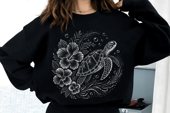 Download Ocean Floral Sea Turtle Marine Life PNG - Turtle Collection