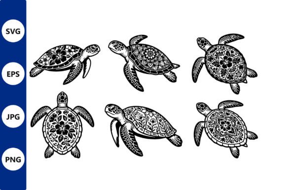 Download Ornate Floral Sea Turtle Pattern - Turtle Collection