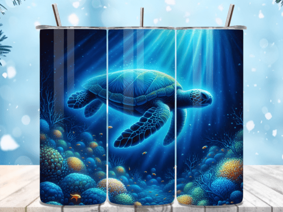 Download Deep Blue Sea Turtle PNG Tumbler Wrap - Turtle Collection